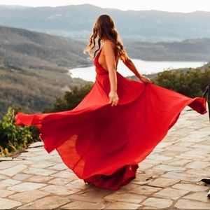 Red maxi reformation dress